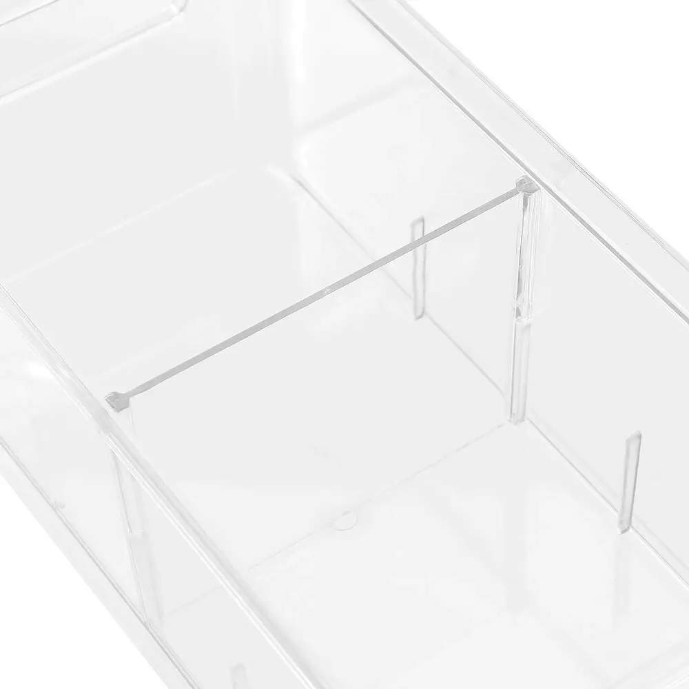 2x Boxsweden Crystal 28x14cm Storage Tray Organiser w/ Adjustable Divider Clear