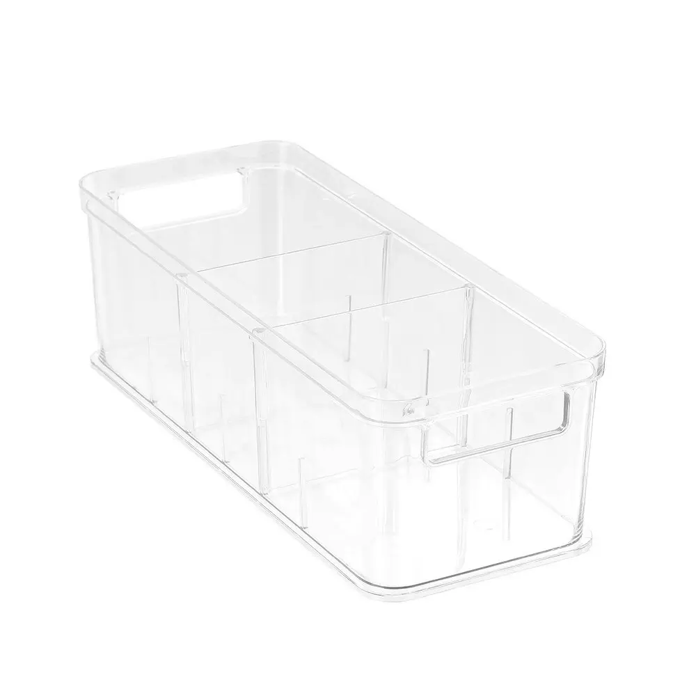 2x Boxsweden Crystal 35x14cm Storage Tray Organiser w/Adjustable Dividers Clear