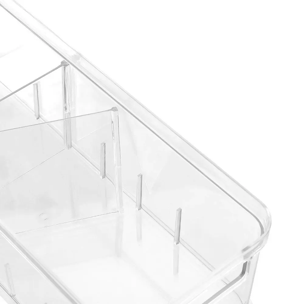 2x Boxsweden Crystal 35x14cm Storage Tray Organiser w/Adjustable Dividers Clear