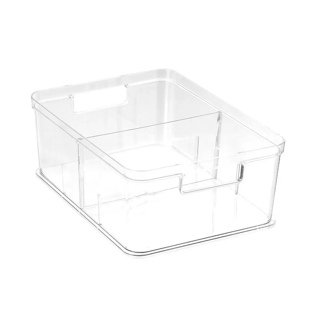 2x Boxsweden Crystal 28x21cm Storage Tray Organiser w/ Adjustable Divider Clear