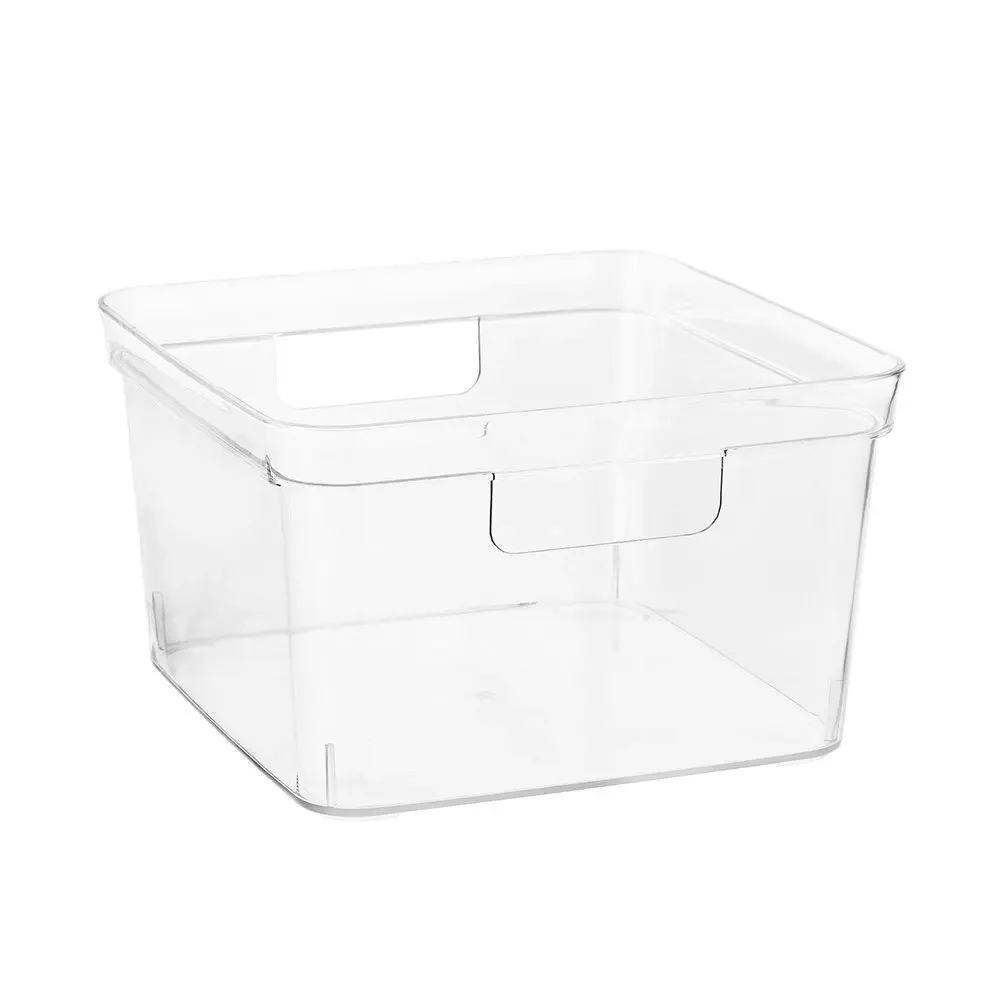 2x Boxsweden Crystal Square 25.5x15cm Storage Container Home Organiser Box CLR