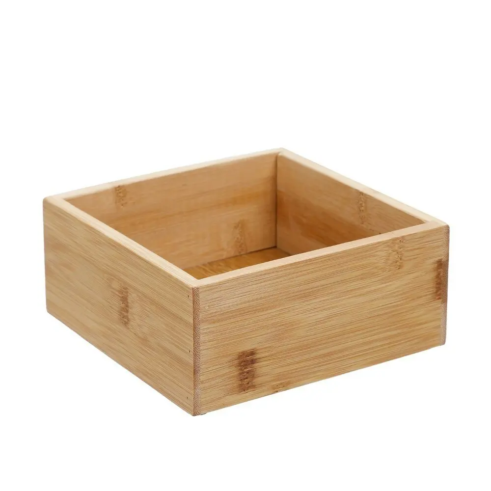 3x Boxsweden 15cm Bamboo Organisation Tray/Home Wood Modular Storage Container