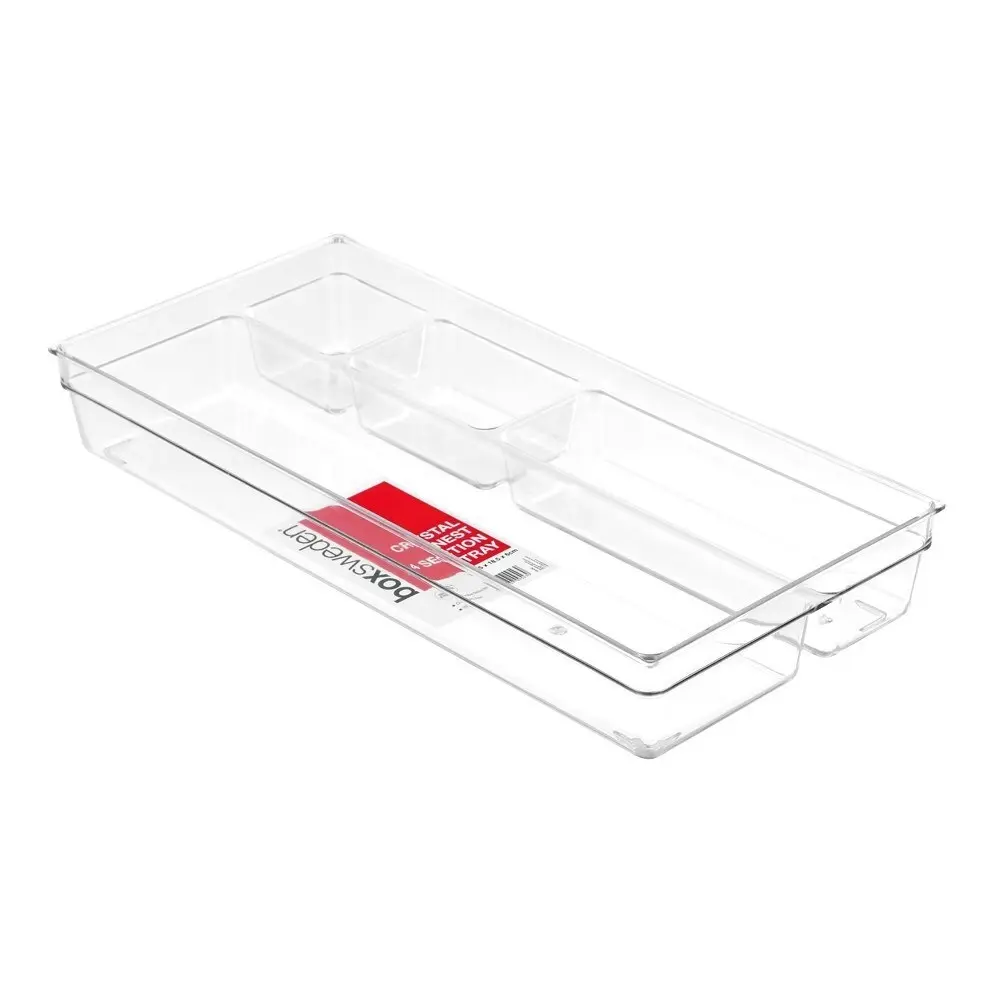 2x Boxsweden 39.5cm Crystal Nest 4-Section Tray Storage Holder/Organiser Clear