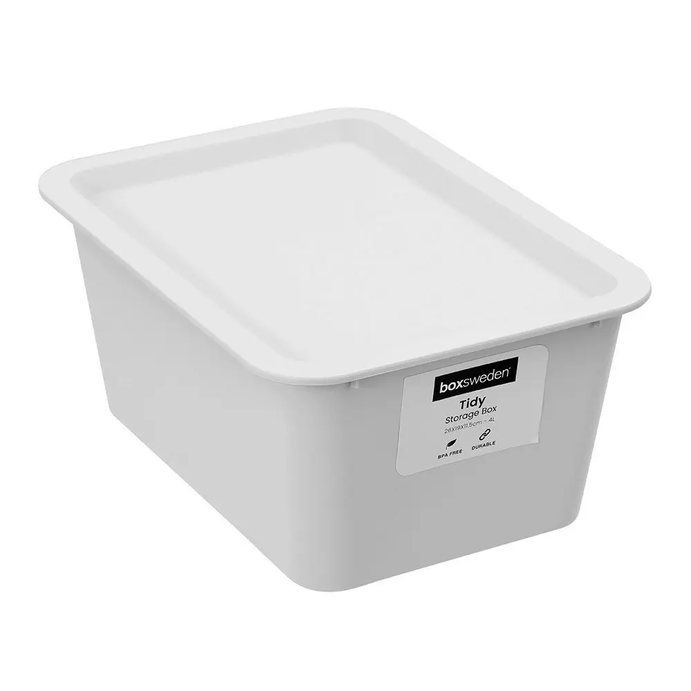 6x Boxsweden Tidy 4L/26x11.5cm Storage Box Lidded Rectangle Organiser Assort.