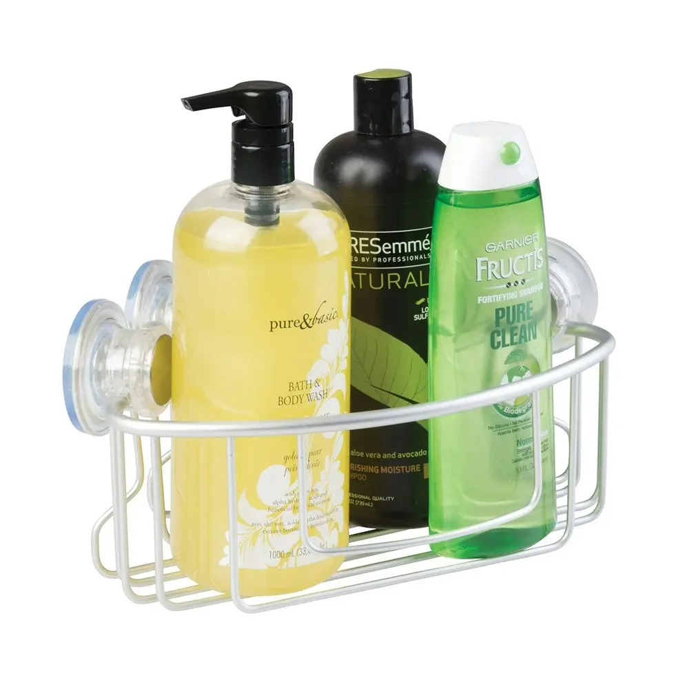 Idesign Metro Aluminium Suction Corner Shower Bathroom Caddy/Basket 24.3cm SIL