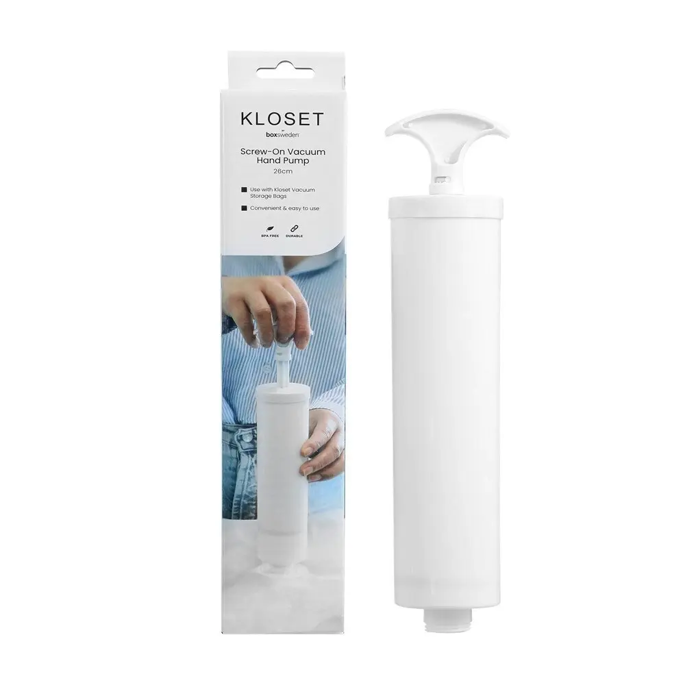 2x Boxsweden Kloset 26cm Srew-On Vacuum Hand Pump Manual Storage Bag Sealer WHT