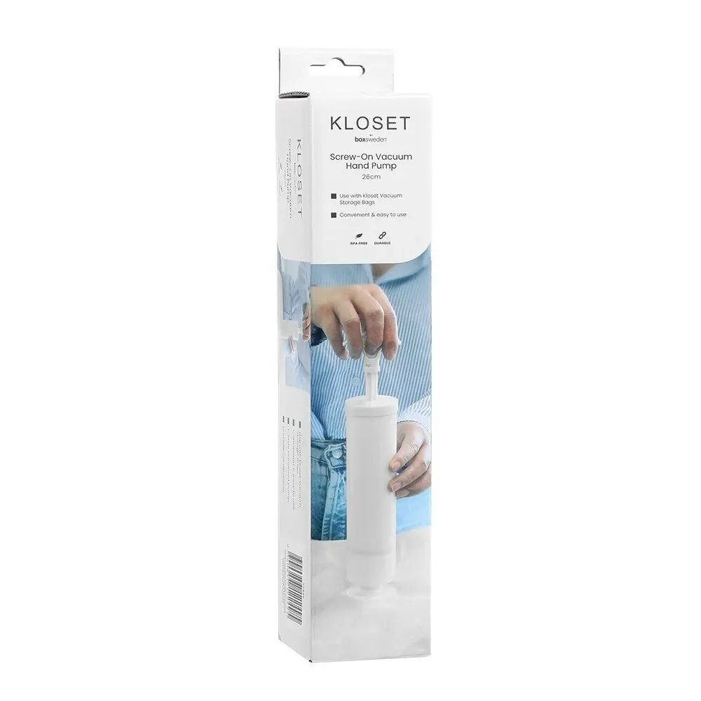 2x Boxsweden Kloset 26cm Srew-On Vacuum Hand Pump Manual Storage Bag Sealer WHT