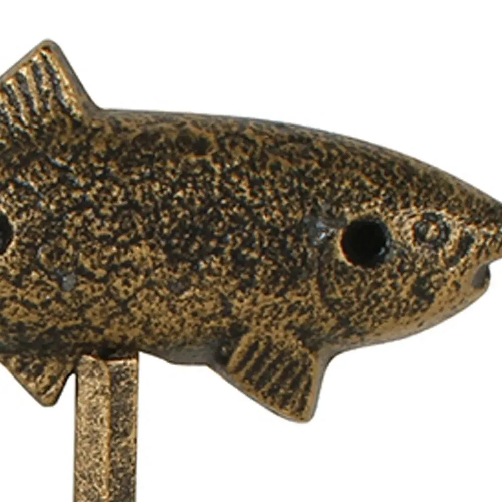 Maine & Crawford Baylor 16x15cm Cast Iron Fish Hook Hanger Storage Decor Gold