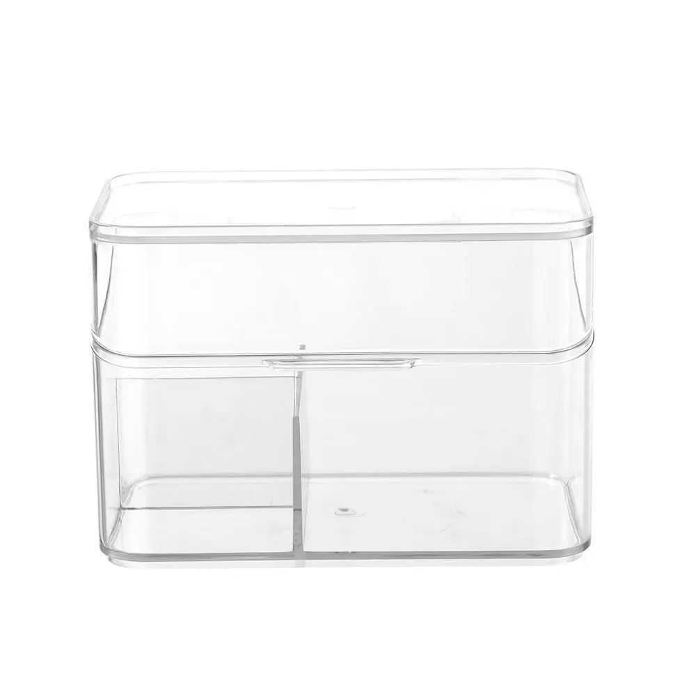 4x Boxsweden 14cm Crystal Cosmetics Box w/ Flip Lid Organiser Storage Bin Clear