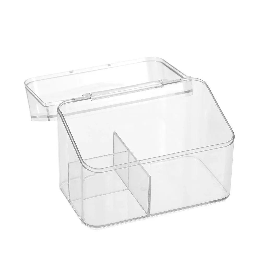 4x Boxsweden 14cm Crystal Cosmetics Box w/ Flip Lid Organiser Storage Bin Clear