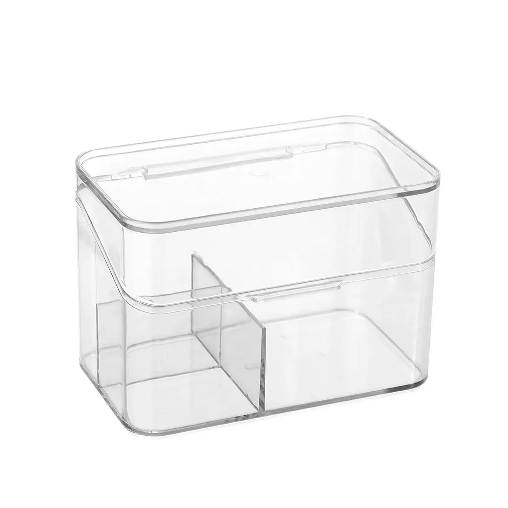 4x Boxsweden 14cm Crystal Cosmetics Box w/ Flip Lid Organiser Storage Bin Clear