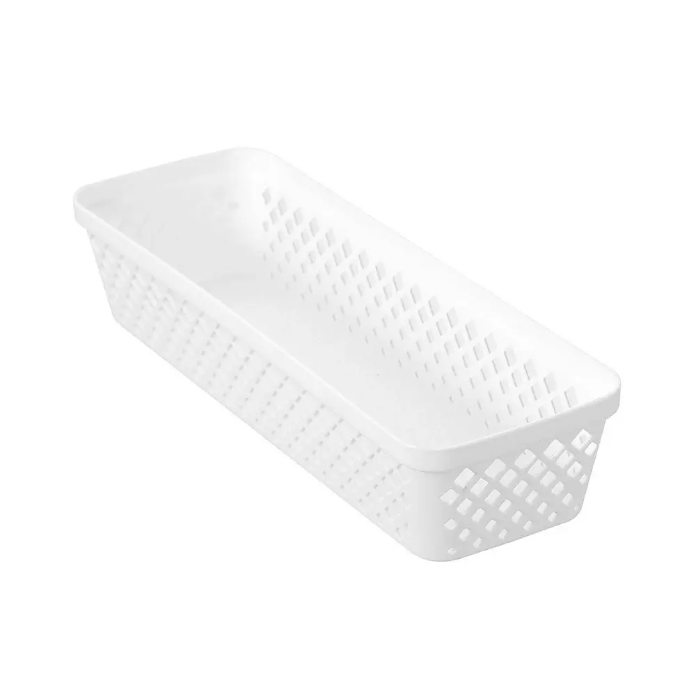 10x Boxsweden Kept Diamond 33x11cm Organiser Tray Household Storage Basket WHT