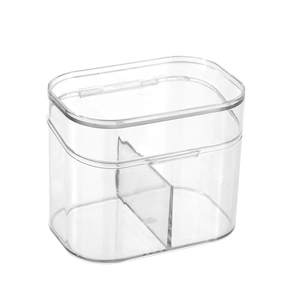 6x Boxsweden Crystal 10cm Cosmetics Flip Lid Box 2-Section Storage Organiser CLR