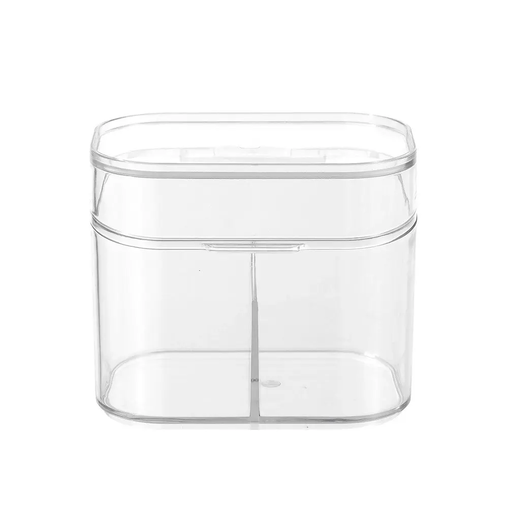 6x Boxsweden Crystal 10cm Cosmetics Flip Lid Box 2-Section Storage Organiser CLR