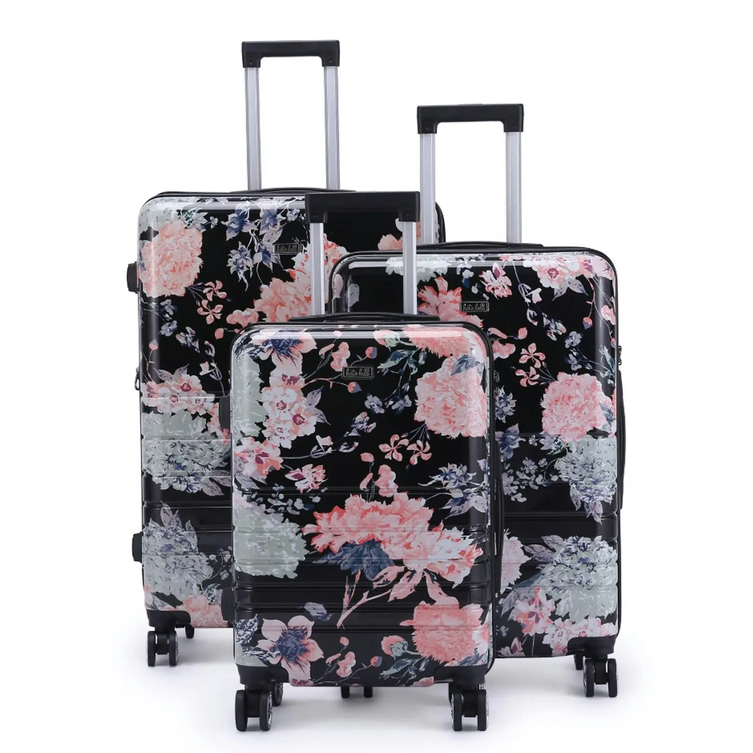 3pc Kate Hill Bloom Wheeled Trolley Hard Suitcase Luggage Set Floral S/M/L