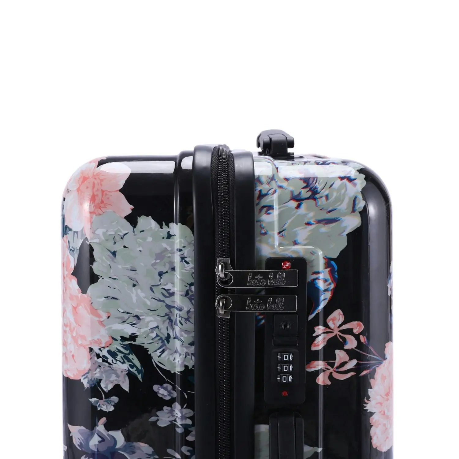 Kate Hill Bloom Luggage Small Wheeled Trolley Hard Suitcase Travel Floral 53L