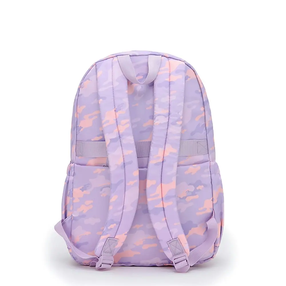 Tosca Lightweight Nylon Camo Adjustable Kids Back-to-School Backpack - Purple