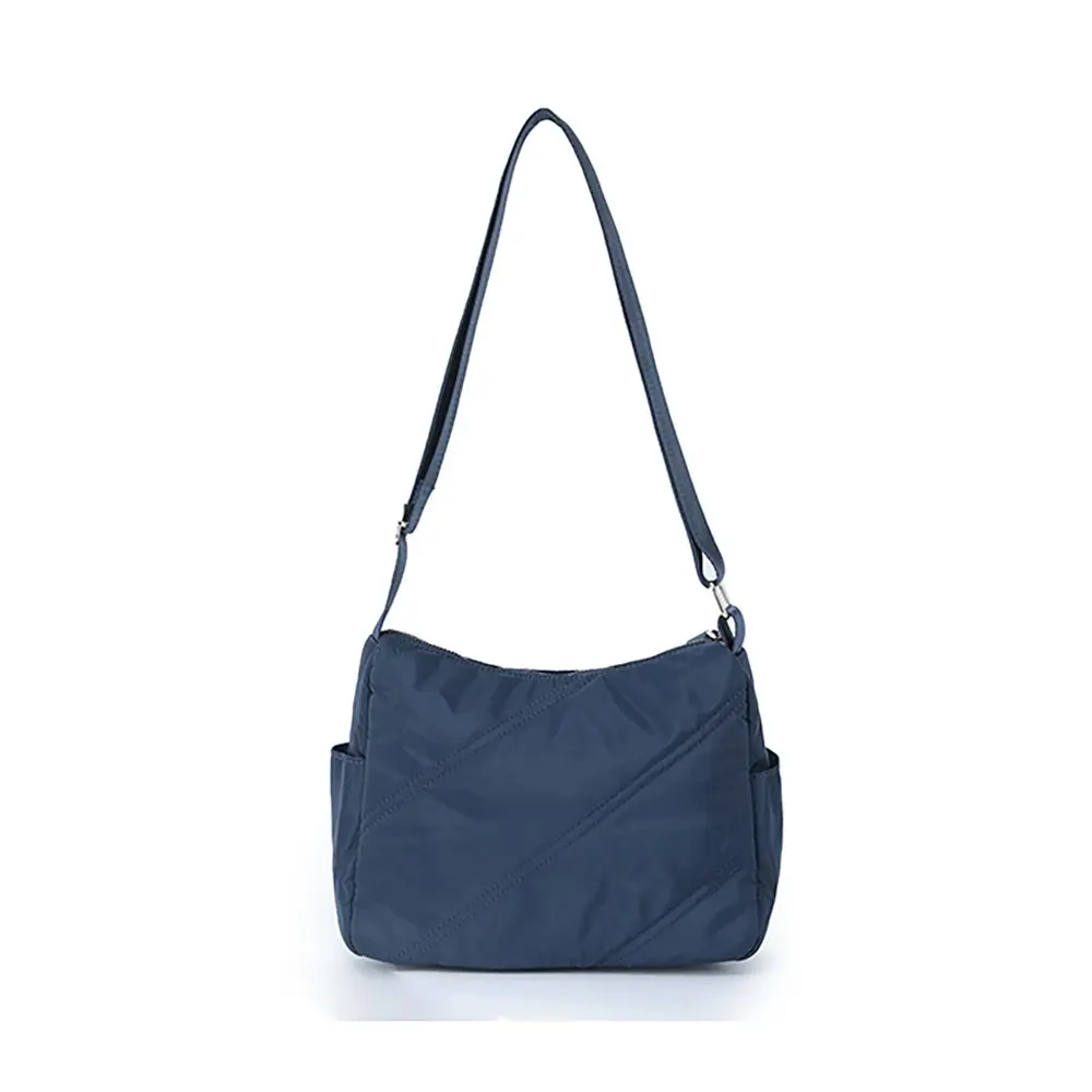 Tosca Casual Vegan Nylon Shoulder Minimalist Crossbody Handbag Navy Stitch