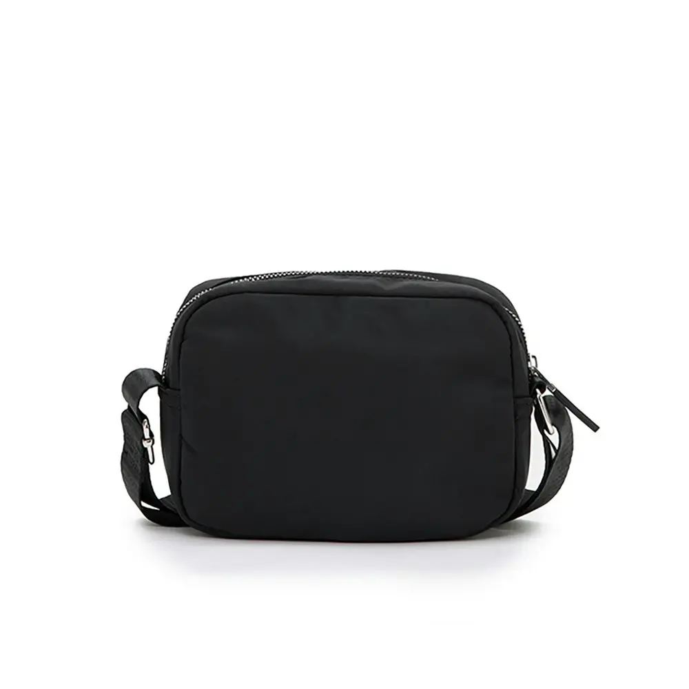 Tosca Vegan Compact Minimalist Zip Close Shoulder Bag - Black w/Adjustable Strap