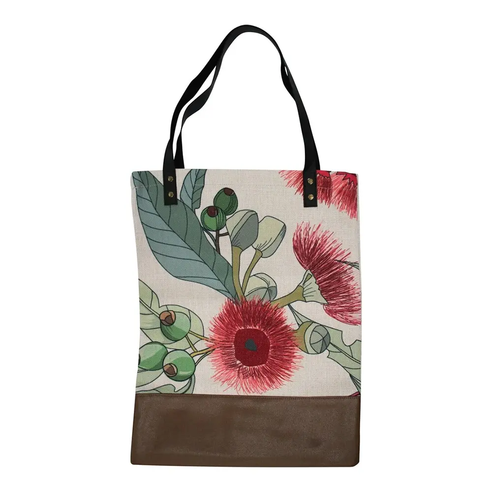 2x Polylinen 45cm Market Bag Ladies/Women's Shopping Carry w/ Handle Gumflower