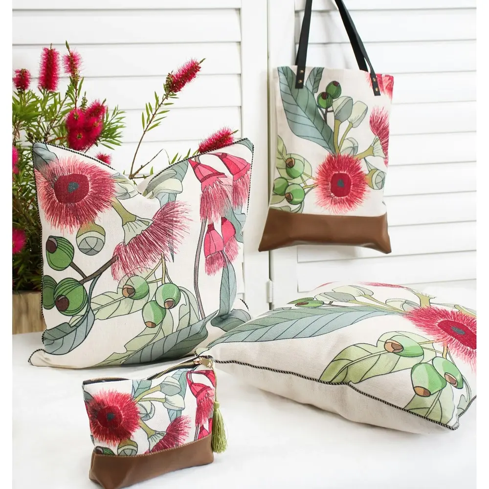 2x Polylinen 45cm Market Bag Ladies/Women's Shopping Carry w/ Handle Gumflower