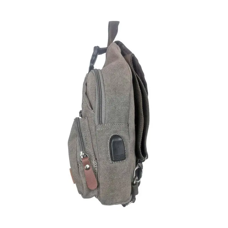 Men's Republic On the Go Portable Canvas Single Strap Sling Bag Backpack Grey