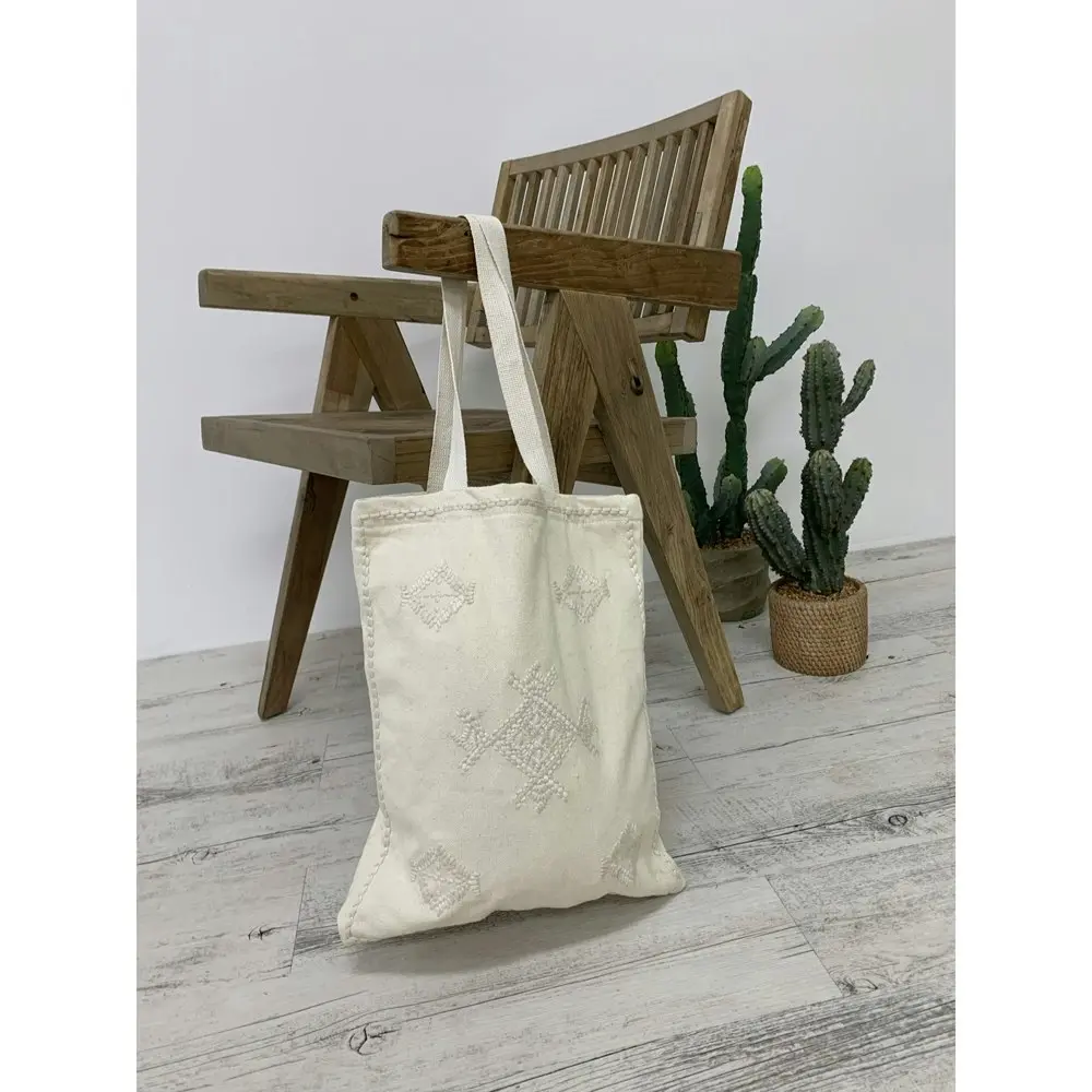 Maine & Crawford 40x33cm Palenque Cotton Tote Bag Travel/Shopping Handbag White