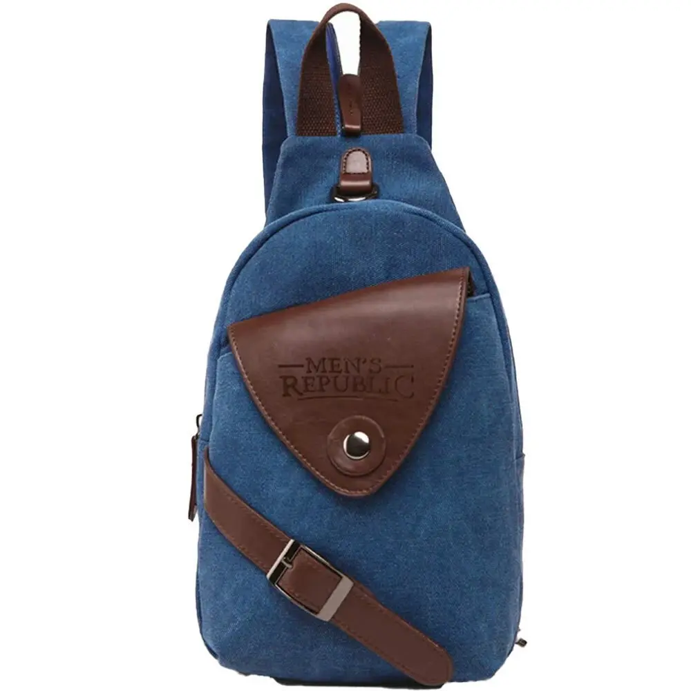 Men's Republic Trendy Canvas Single Strap Sling Bag Travel Backpack - Blue