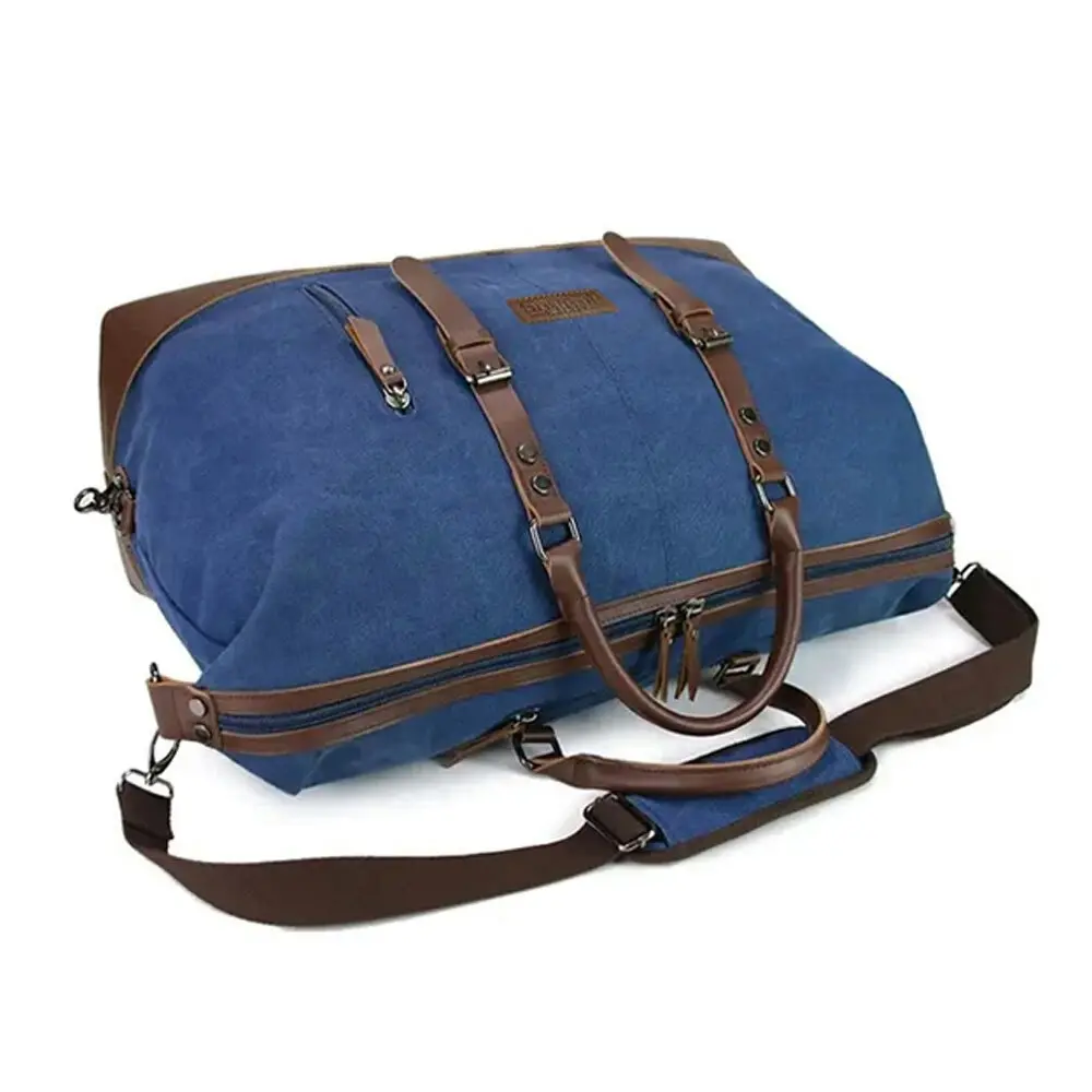 Men's Republic Canvas Spacious Weekend Overnight Travel Bag - Denim Blue