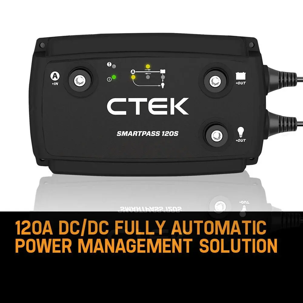 CTEK SMARTPASS 120S Power Management System 120A, with Battery Starter Function, for Starter and Service Batteries, Smart Alternator Compatible