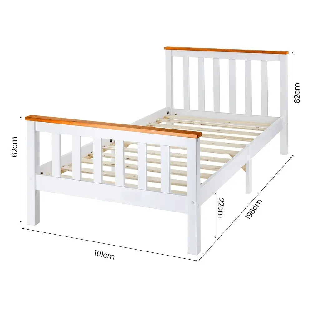 Kingston Slumber Single Wooden Bed Frame, Modern Design, For Kids or Adults, Bedroom Furniture, White