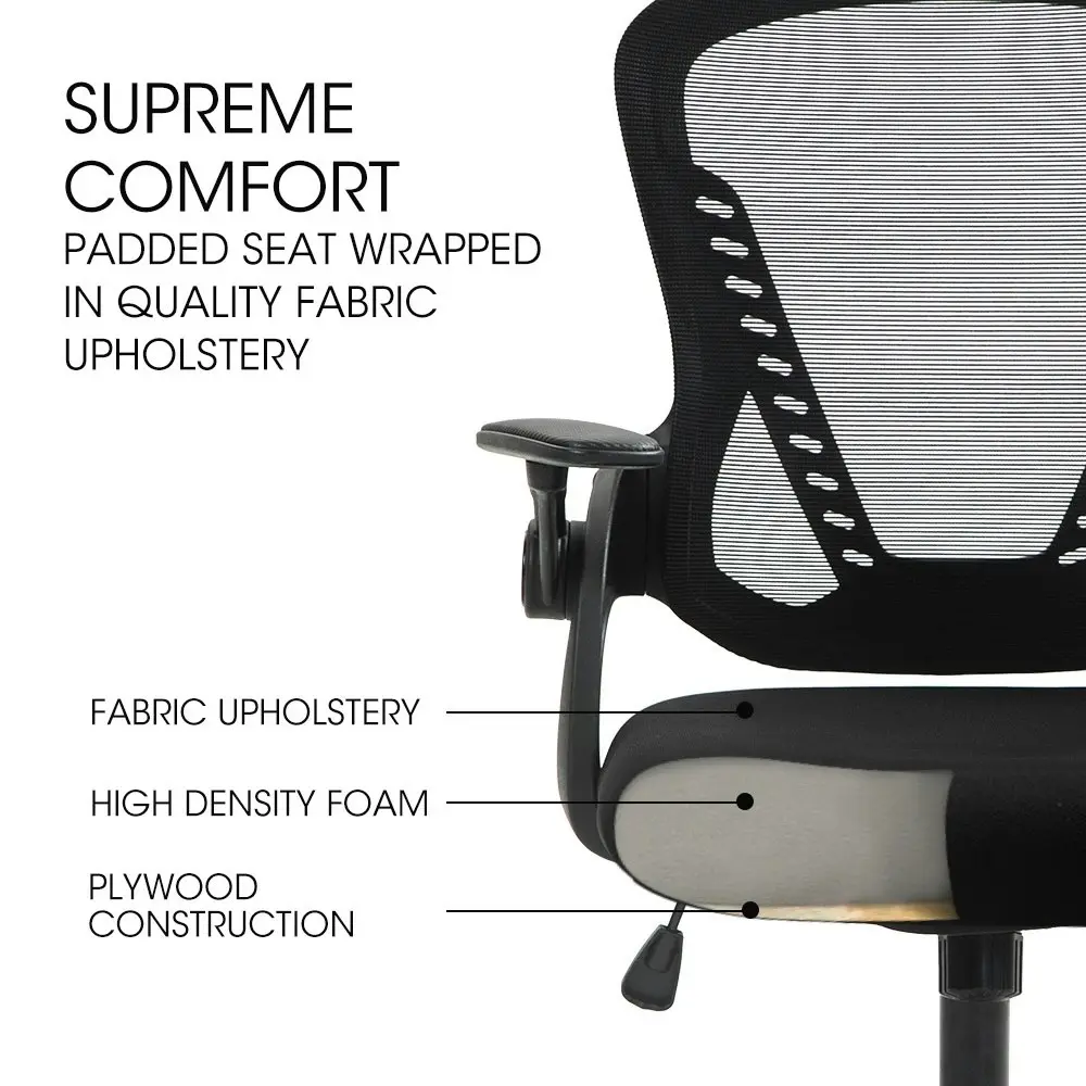 Fortia Ergonomic Office Desk Chair, Coolmesh Fabric, Adjustable Recline, Black Mesh/Black Frame