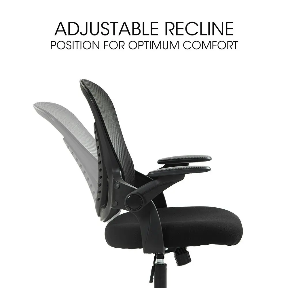 Fortia Ergonomic Office Desk Chair, Coolmesh Fabric, Adjustable Recline, Black Mesh/Black Frame