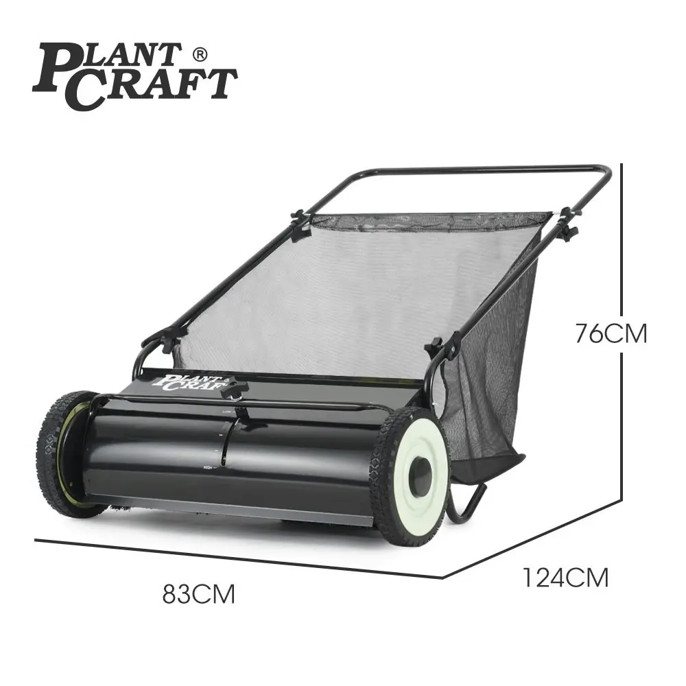 PlantCraft Push Lawn Sweeper, 26 Inch Wide Leaf and Grass Clipping Collector