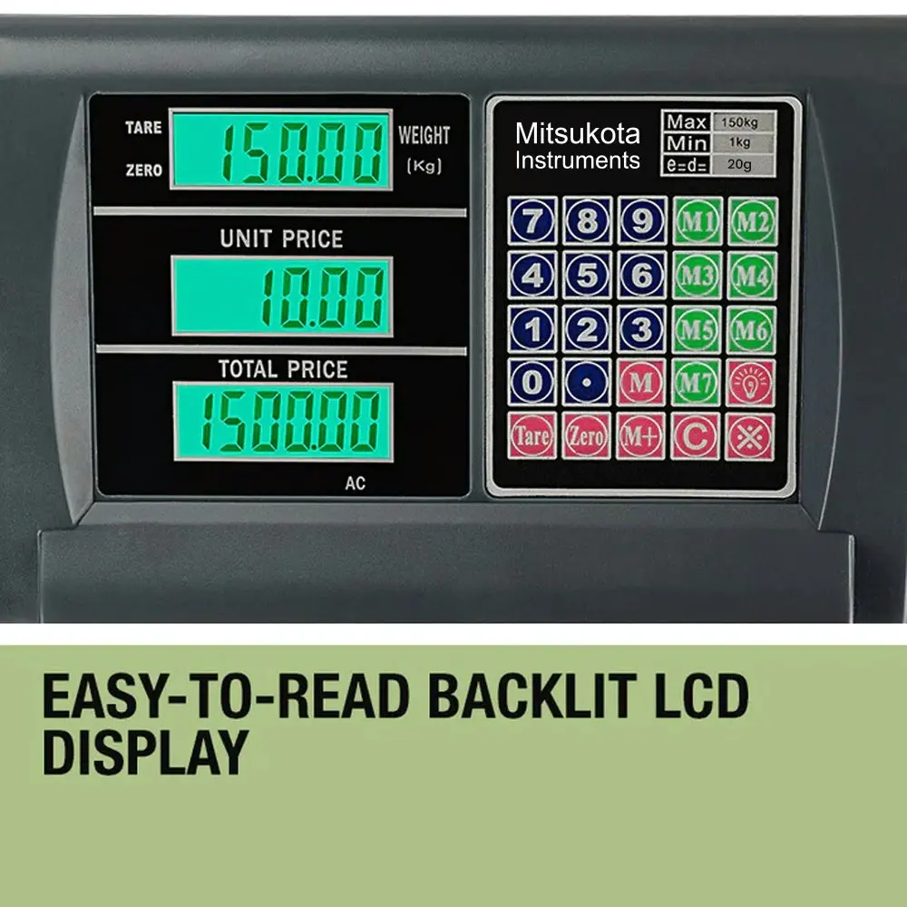 Mitsukota 150kg/20g Platform Weighing Scales Electronic Digital Accurate Heavy-Duty Commercial Floor Scale