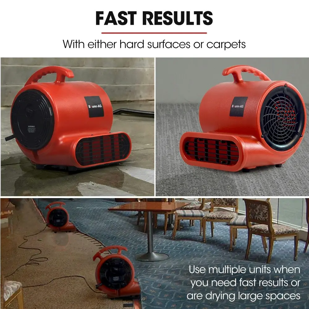 Baumr-AG Carpet Floor Dryer Air Mover Blower Fan, 3-Speed, 700CFM, Commercial/Home