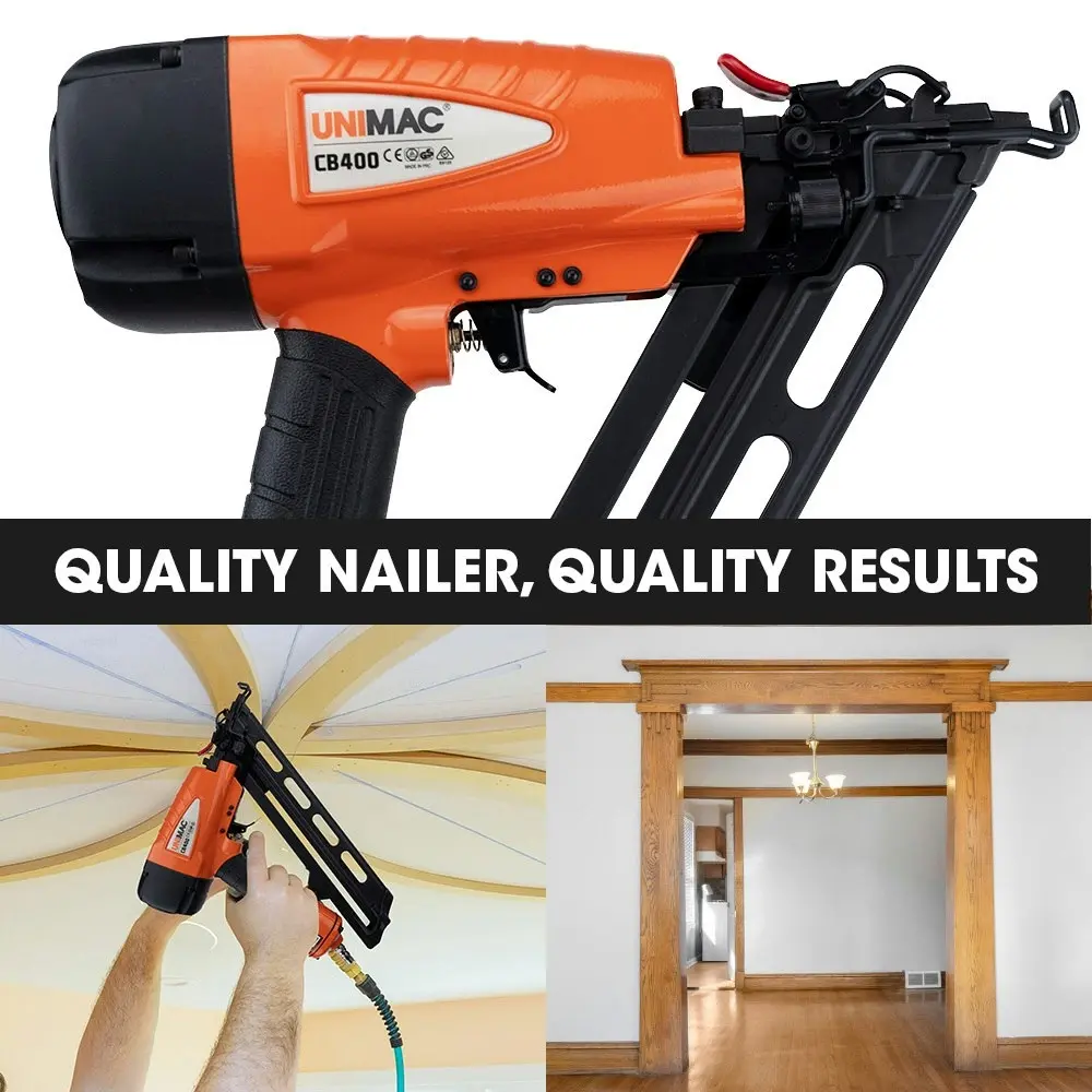 Unimac CB400 32-64mm 34-Deg 15ga Finishing Nail Gun, Heavy Duty Air Nailer