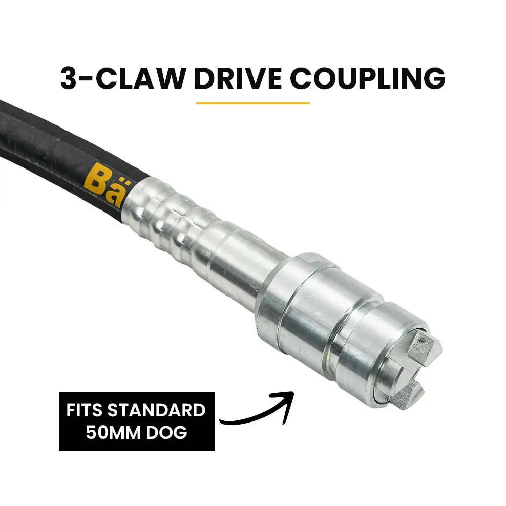 Baumr-AG CVS609 9 Metre x 60mm Concrete Vibrating Shaft, Australian Standard 3-Claw Drive Coupler