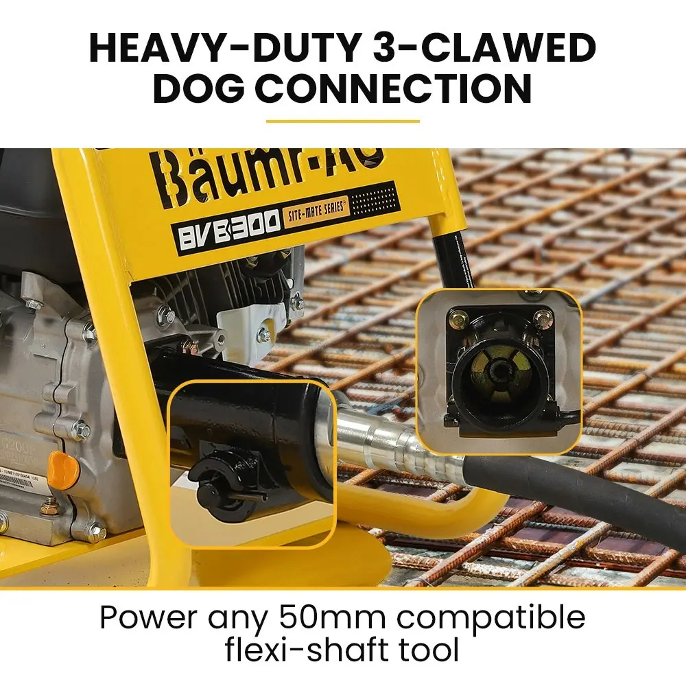 Baumr-AG BVB-300 6.5HP Concrete Vibrator Drive Unit, 50mm Australian Standard 3-Claw Dog Fitting