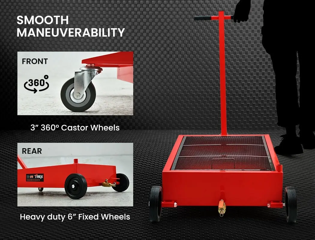 Trex 57L Low Profile Mobile Waste Oil Drainer, Low Profile, Pan Style, for Trucks, Workshop