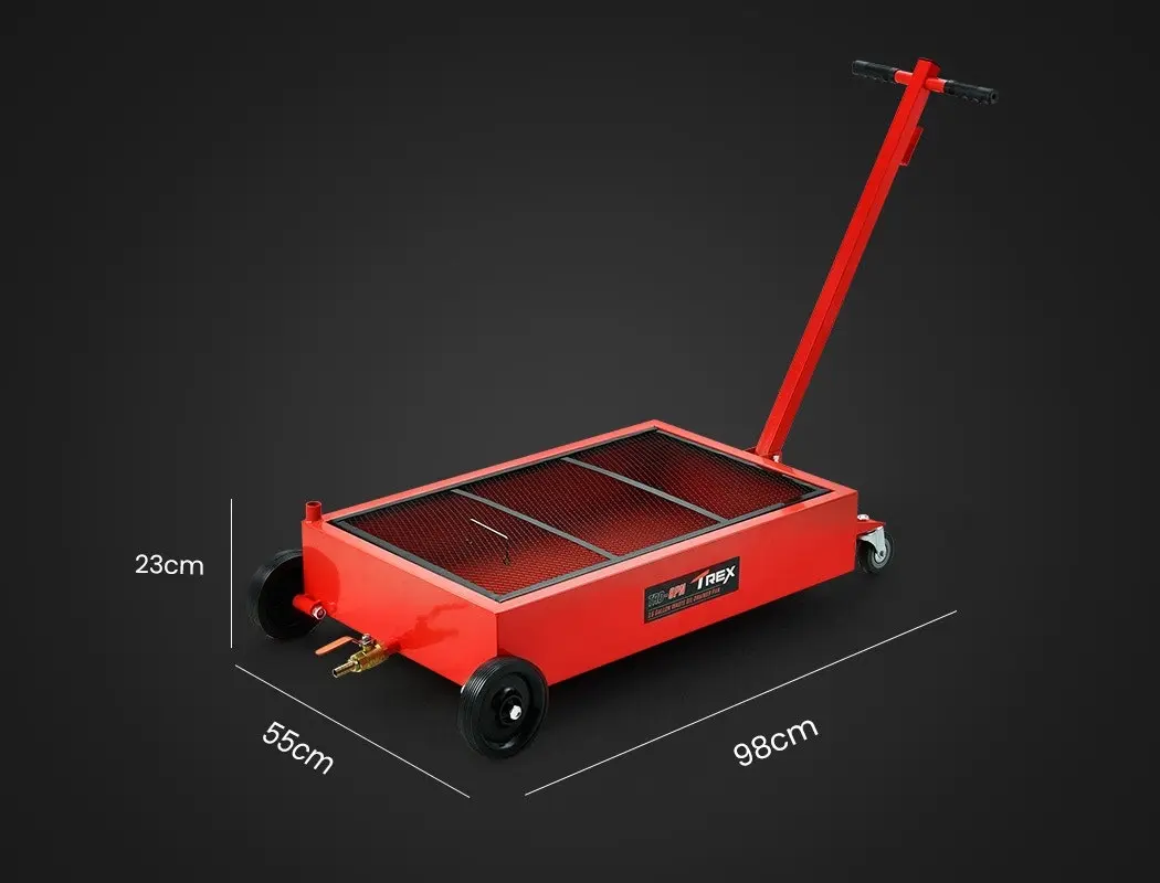 Trex 57L Low Profile Mobile Waste Oil Drainer, Low Profile, Pan Style, for Trucks, Workshop