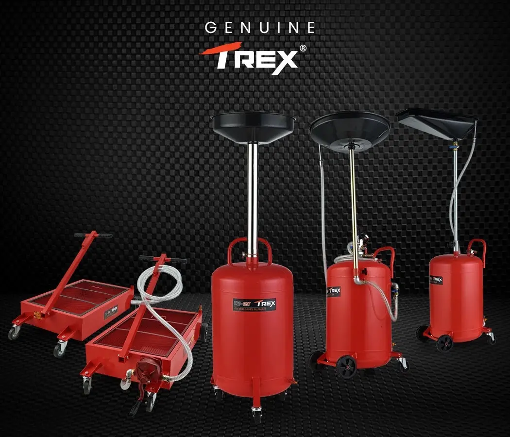 Trex 57L Low Profile Mobile Waste Oil Drainer, Low Profile, Pan Style, for Trucks, Workshop