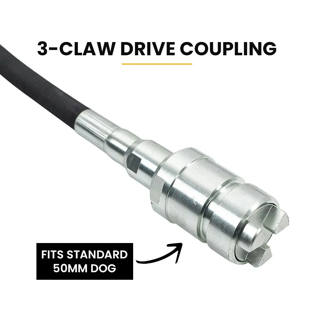 Baumr-AG CVS386 6 Metre x 38mm Concrete Vibrating Shaft, Australian Standard 3-Claw Drive Coupler