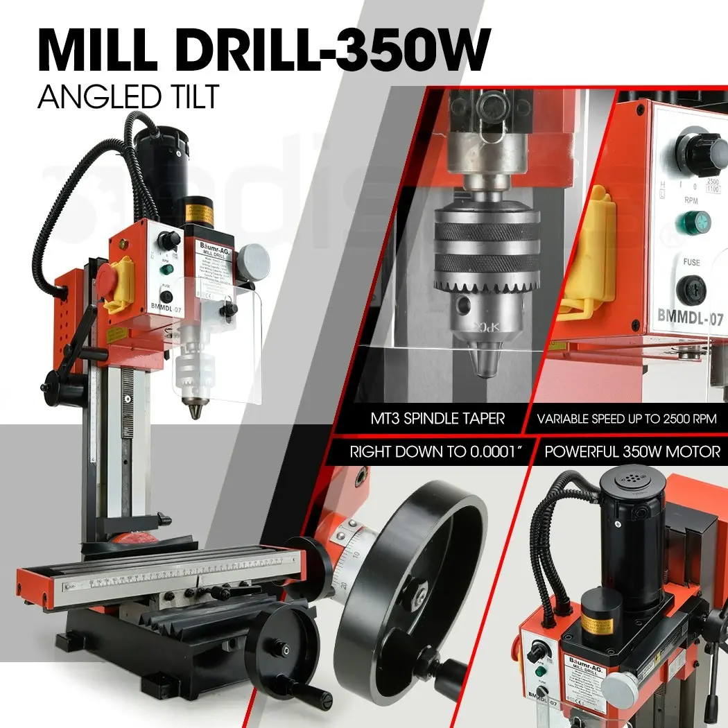 Baumr-AG 400W Mini Metal Lathe and 350W Mill Drill Press Machine Combo