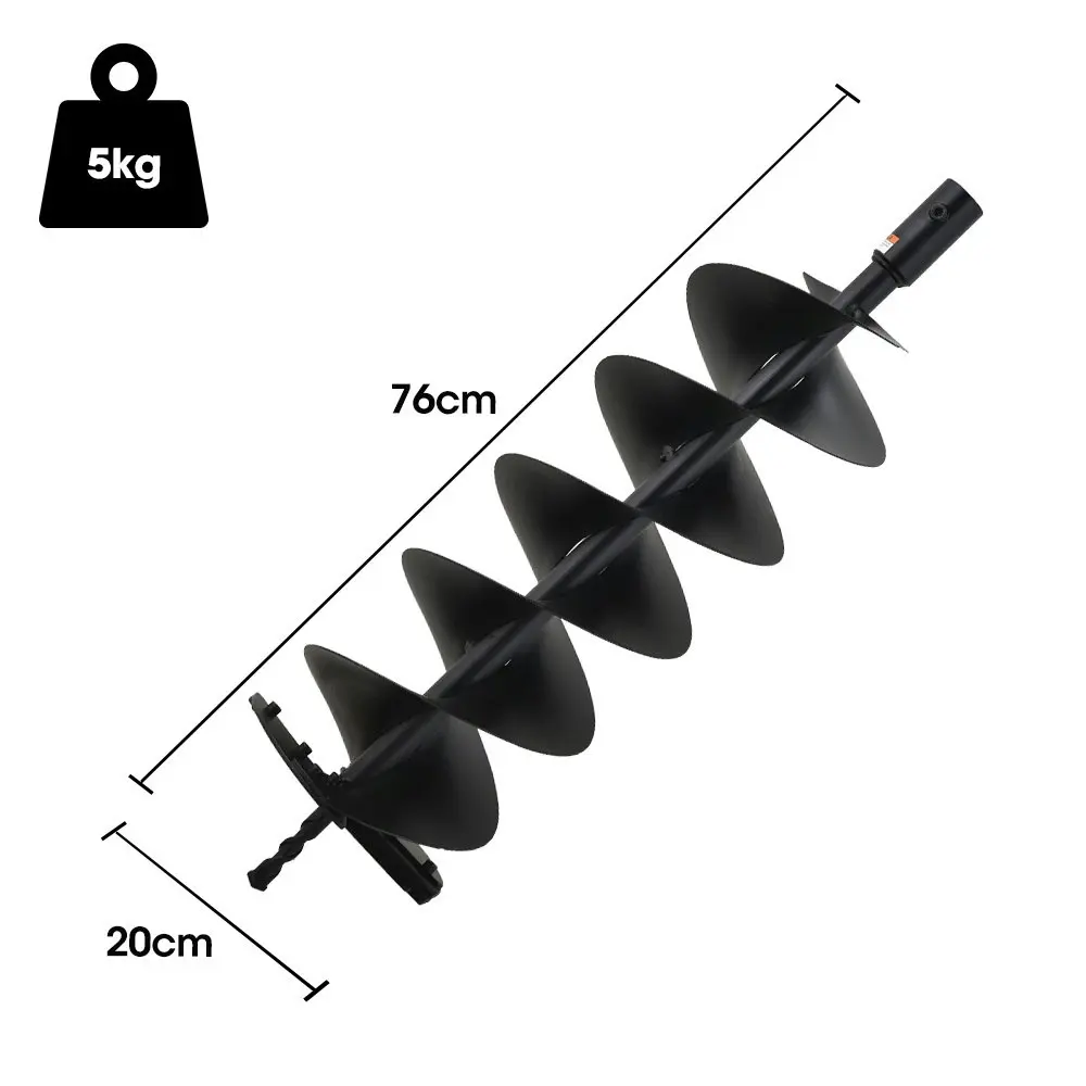 Baumr-AG 200mm x 760mm Double Helix Auger Post Hole Digger Boring Bit, Carbon Steel