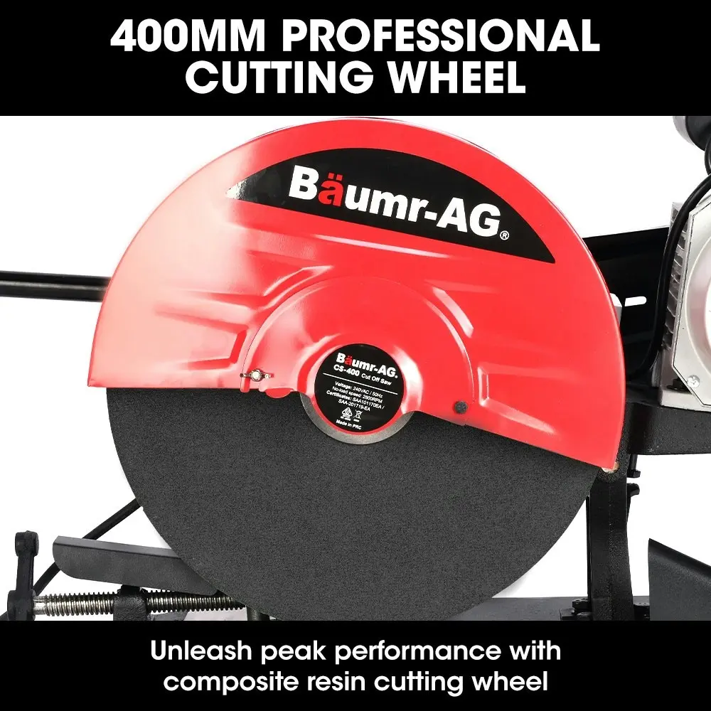 Baumr-AG 2400W 400mm 16 Inch Metal Cut Off Cold Saw, Commercial Grade, Brushless Motor, Soft Start, 45 Degree Mitre Chop