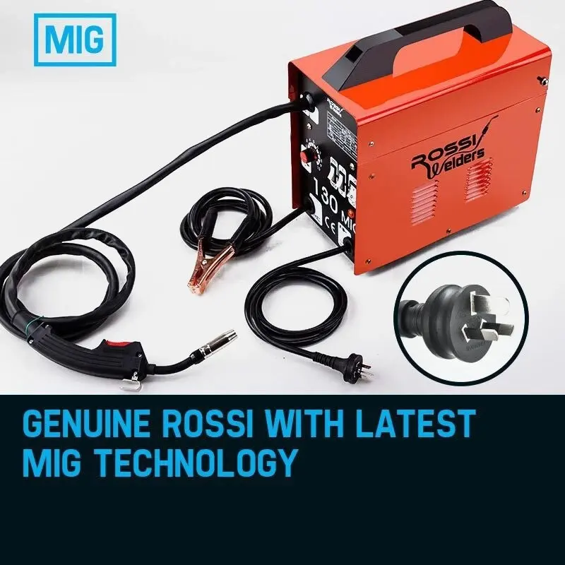 Rossi 130 Amp MIG Gas Gasless Welder, Metal Inert Welding Machine Tool, 15A Plug