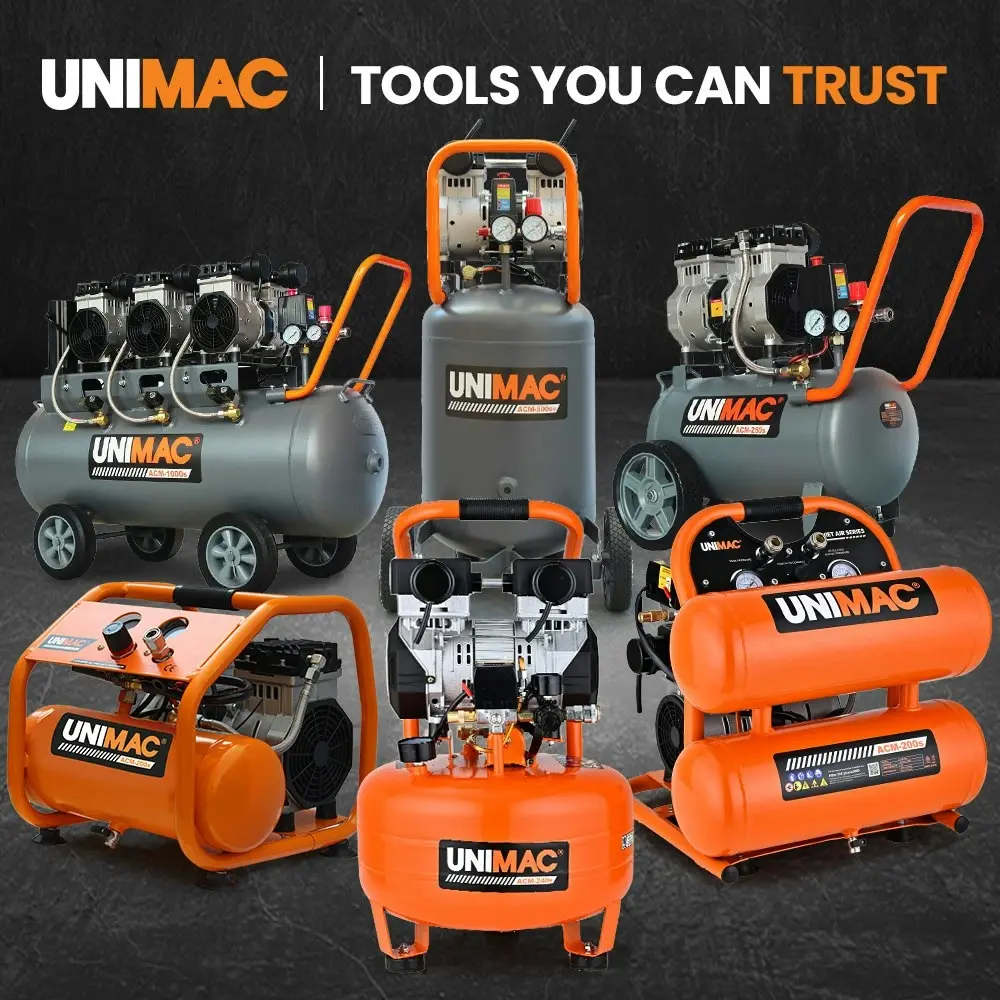 Unimac 15L Pancake Air Compressor, 116PSI Portable Silent Oil-Free Electric, for Airtools Tyre Inflation