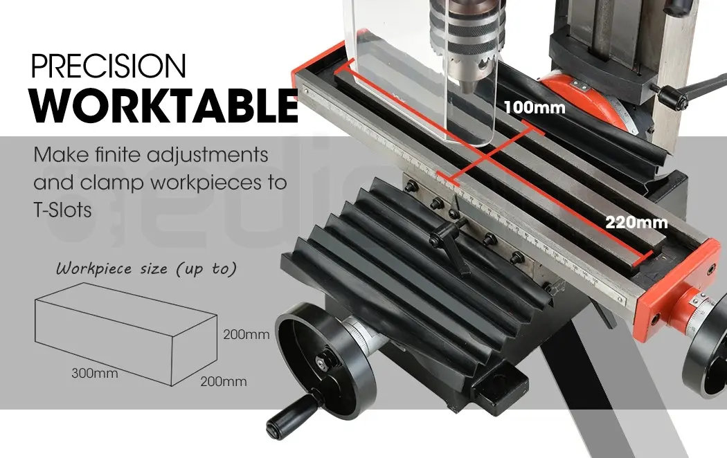 Baumr-AG Mill Drill Press Tilting Milling Machine Drilling Tool Benchtop Mini