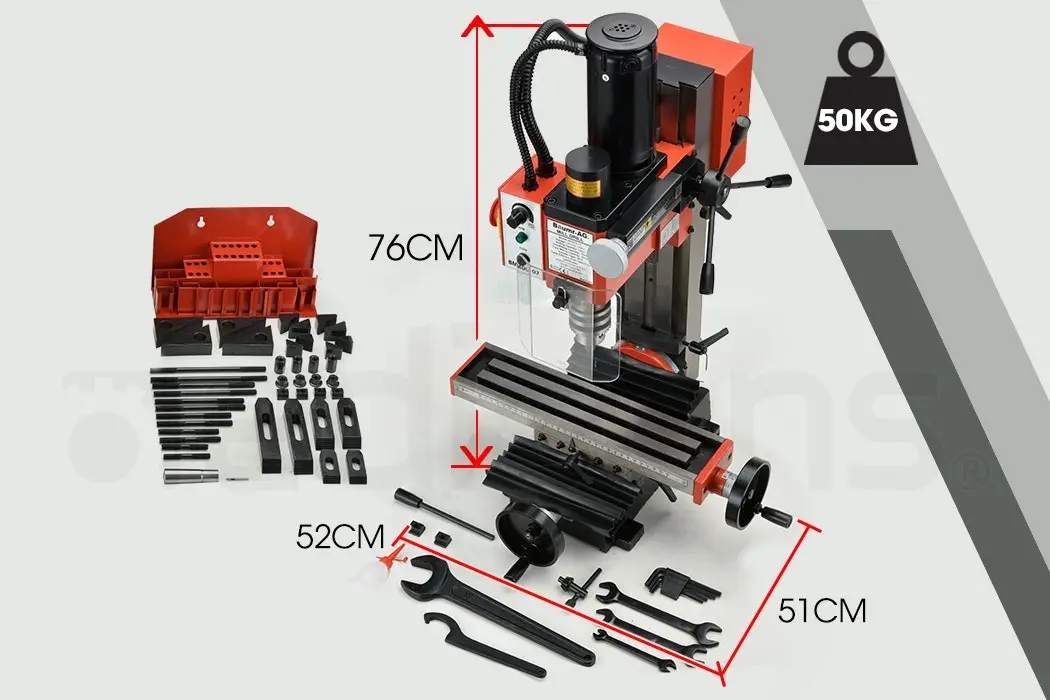 Baumr-AG Mill Drill Press Tilting Milling Machine Drilling Tool Benchtop Mini